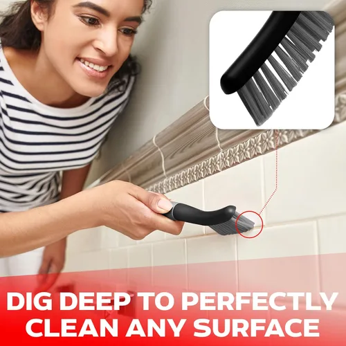 Miniatura 5 de Set de cepillos de limpieza de 3 piezas - Cepillo de limpieza para ducha con mango ergonómico y cerdas duraderas - Cepillo limpiador de lechada