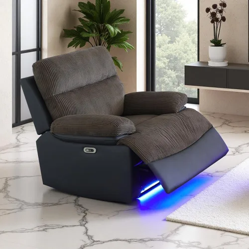Miniatura 46 de Juego de Sofá Reclinable Eléctrico, Juego de Sofá y Sillón Reclinable de Cuero Negro, Juegos de Muebles de Sala de Estar, Sofá de Dos Plazas