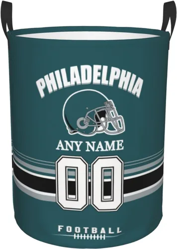 Cesta de lavandería Philadelphia, cesta de lavandería personalizada estilo fútbol, cesta de almacenamiento plegable personalizada con nombre y