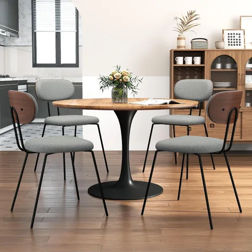 Miniatura 15 de LSSPAID Juego de 2 sillas de comedor tapizadas de tela de lino con respaldo de madera doblada de nogal, sillas de cocina modernas de mediados