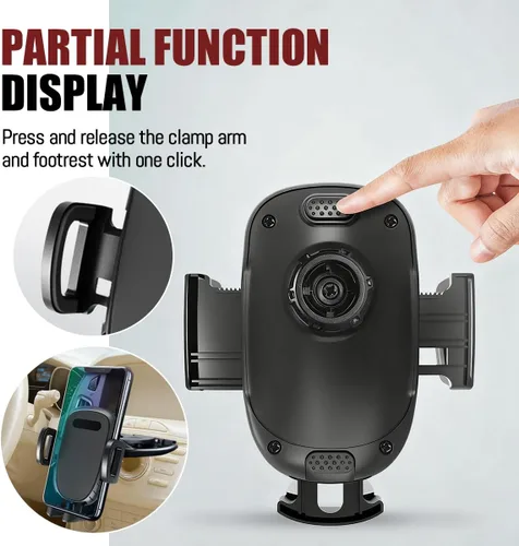 Miniatura 5 de Zpana Soporte para teléfono con ranura de CD para automóvil, giratorio de 360°, antivibración, resistente, reproductor de CD para vehículos, soporte
