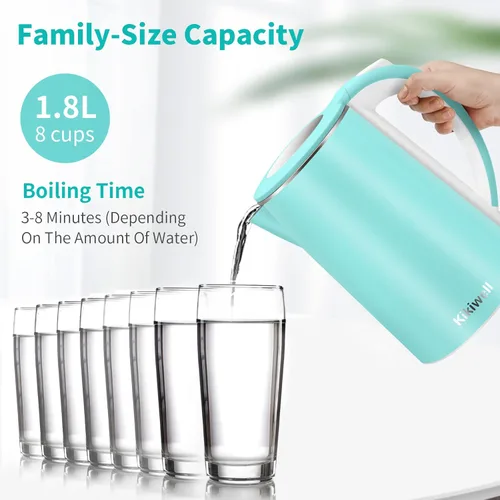 Miniatura 4 de Hervidor eléctrico de acero inoxidable para agua hirviendo, calentador de caldera de agua caliente de doble pared, tetera eléctrica de tacto fresco