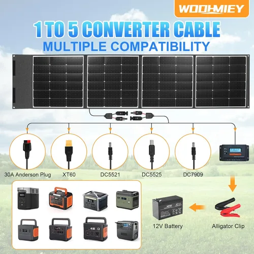 Miniatura 3 de Kit de panel solar plegable portátil de 200 W, cargador solar flexible de alta eficiencia con tasa de conversión del 24%, con soporte y controlador