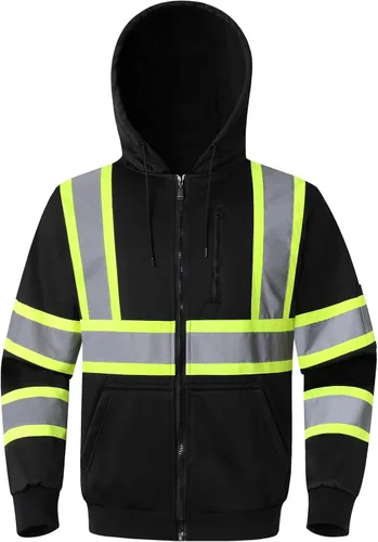 Sudadera con Capucha de Alta Visibilidad para Hombres y Mujeres Clase 3 Chaqueta de Sudaderas de Seguridad de Alta Visibilidad Sudadera con Capucha
