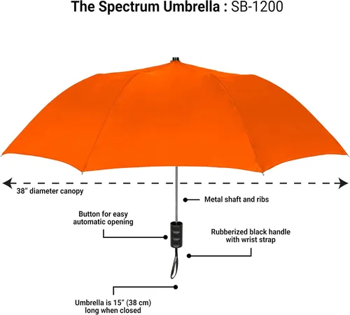 Miniatura 14 de STROMBERGBRAND UMBRELLAS The Spectrum Popular Style - Paraguas de viaje compacto de 42 pulgadas para lluvia, viento y sol, resistente y ligero