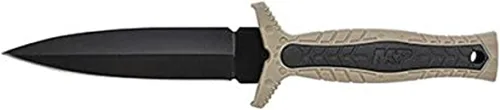 Smith & Wesson SWMPF3BR - Cuchillo de hoja fija SS de alto carbono de 9 pulgadas con hoja de un solo borde de 4.6 pulgadas y mango de goma para