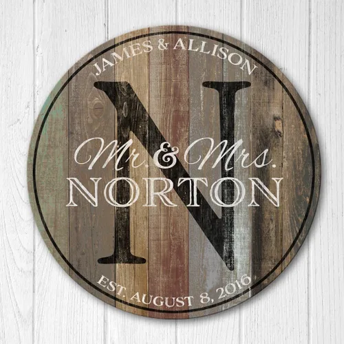 Miniatura 2 de Personalized Wedding Anniversary Gift, Wood Family Established Sign, Mr and Mrs Last Name Wood Plaque