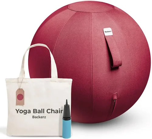 Miniatura 12 de Backerz Balance Ball Chair for Office & Home - Ergonomic Exercise Ball for Posture & Back Pain Relief, Yoga Ball Chair - Sitting Ball with Washable