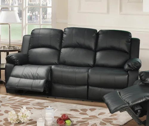 Miniatura 3 de Beverly Fine Funiture - Mesa desplegable de cuero regenerado, 5, 1 negro, juego reclinable de 3 piezas, sofá, sofá biplaza y silla