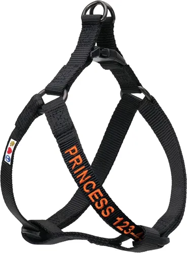 Pawtitas Arnés personalizado para perros y cachorros, extra pequeño, color negro, etiqueta de identificación personalizada, ajustable, chaleco sin