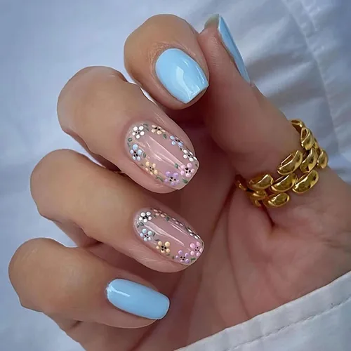 Miniatura 7 de Uñas postizas cortas ovaladas a presión de almendra, 24 unidades, cobertura completa, reutilizables, con pegamento, uñas adhesivas con diseños