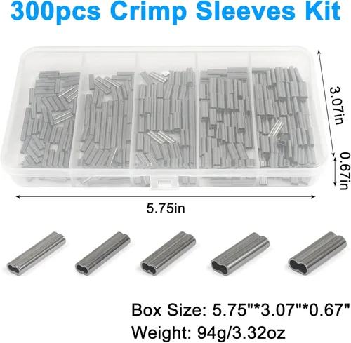 Miniatura 6 de AGOOL Kit de manguitos de crimpado de doble barril de cobre, 300 unidades/caja de latón de alta resistencia de cobre prensado de bucle, kit