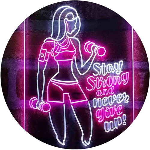 Miniatura 9 de ADVPRO Fitness Club Gym Stay Strong Never Give Up Dual Color LED Neon Sign azul & rojo 8 x 12 pulgadas st6s23-i4043-br