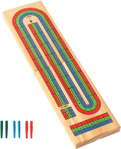 Miniatura 10 de GSE Games & Sports Expert Caja de juego de mesa de Cribbage de madera de 2 pistas con naipes, clavijas de metal y cajón de almacenamiento, tablero