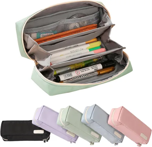Miniatura 11 de QIANPA - Estuche organizador pequeño con cremallera, bolsa ligera estética, bolsa negra para hombres y mujeres