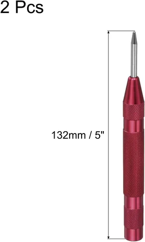 Miniatura 2 de uxcell Perforadora central automática, perforadora de agujero central con resorte de 5 pulgadas, herramienta de mano ajustable rojo para madera