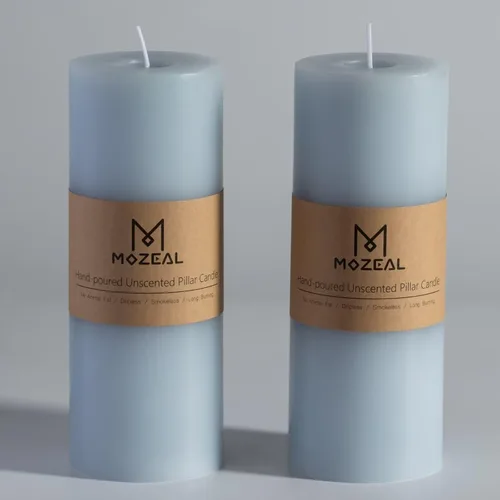 Miniatura 124 de MOZEAL Velas grandes sin perfume vertidas a mano de 3 x 8 pulgadas, sin humo, juego de 2, combustión lenta, sin goteo, aproximadamente 150 horas