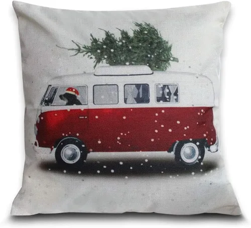 Miniatura 5 de Funda de cojín decorativa con diseño navideño para cama, niños, sofá de 18 x 18 pulgadas, diseño de ciervo dorado con nariz roja, sin relleno