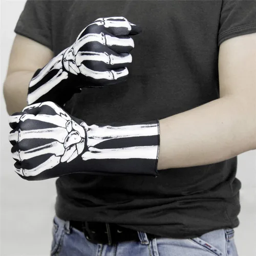 Miniatura 7 de AXBXCX Guantes de esqueleto de dedo completo para muñeca, guantes de baile largos de Halloween