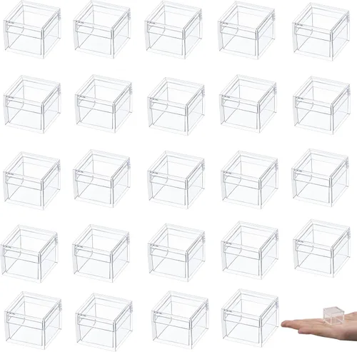 Miniatura 26 de KissYou Caja de acrílico para caramelos, cajas de exhibición transparentes con tapa de plástico pequeño, cubo cuadrado de plástico, caja