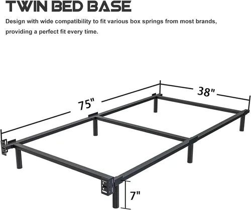Miniatura 2 de Bedsnus Base de cama individual de 7 pulgadas, compatible con la mayoría de colchones o somier, base de cama de soporte de 6 patas, sin ruido, fácil
