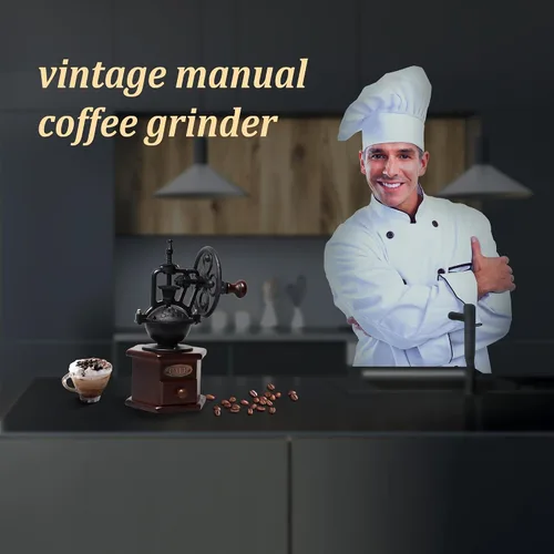 Miniatura 4 de Molinillo de café manual de madera vintage, molinillo de granos de café, molinillo de mano con rodillo, molinillo de café antiguo para hacer café
