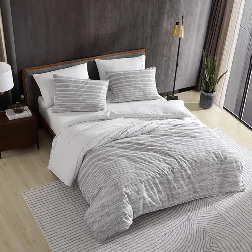 Miniatura 4 de Kenneth Cole New York - Juego de funda de edredón tamaño King, ropa de cama reversible de algodón con fundas a juego, decoración moderna del hogar