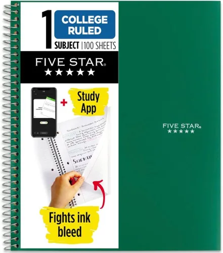 Miniatura 15 de Cuaderno de Five Star, 1 materia, con rayas, 100 hojas, 11" x 8-1/2", Negro