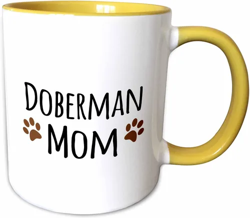 Miniatura 11 de 3dRose Doberman Pinscher Mom-Doggie by Breed-Brown Muddy Paw Prints - Taza de 11 onzas, color negro