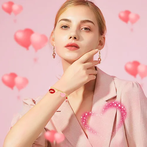 Miniatura 7 de SANNIX 110 dijes para el día de San Valentín, esmalte dorado para hacer joyas, colgantes rosados para hacer pulseras de San Valentín, collares