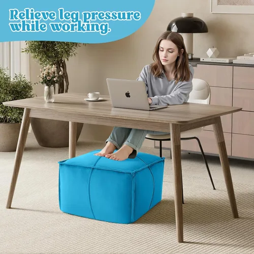Miniatura 5 de MeMoreCool Puf Otomano Redondo Relleno Reposapiés, Puf de Piso Reposapiés con Relleno de Trozos de Espuma Suave, Otomano Redondo Pequeño Reposapiés