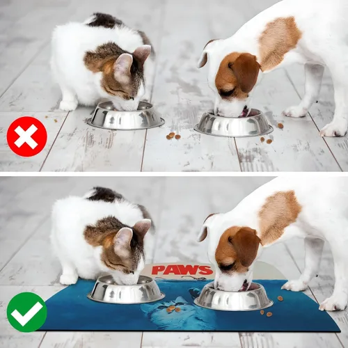 Miniatura 5 de Tapete de comida para gatos, tapete de alimentación de mascotas para piso, antideslizante, impermeable, súper absorbente, fácil de limpiar, azul