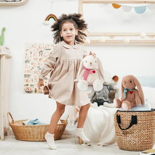 Miniatura 8 de Conejito pequeño de peluche con corazón, lindo conejo marrón, animales de peluche suaves, oso de peluche, juguetes de peluche, regalos para novia