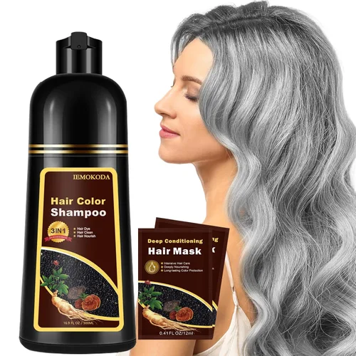 Miniatura 8 de Champú de tinte para el cabello 3 en 1, tinte natural marrón cereza para hombres y mujeres, champú de tinte de larga duración para cabello teñido