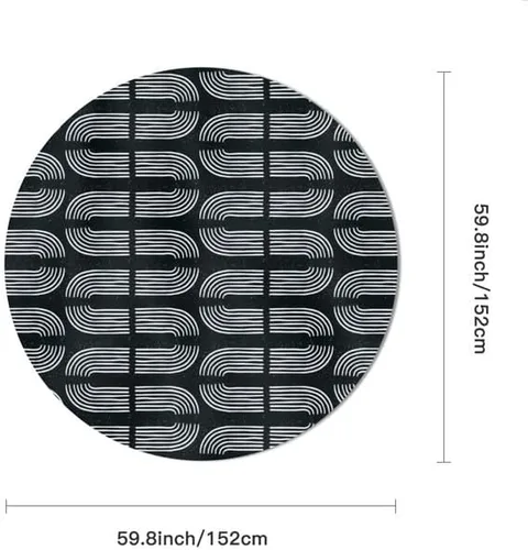 Miniatura 2 de Black and White Round Tablecloth Geometric Printing Table Cloth Decor Washable Table Cover with Wrinkle Resistant for Home Kitchen Dining Room