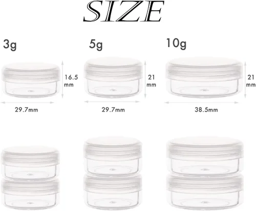 Miniatura 16 de Envases de muestra de 3 gramos con tapas, 75 paquetes de tarros de muestra diminutos con etiquetas, envases cosméticos de plástico mini para Tapa