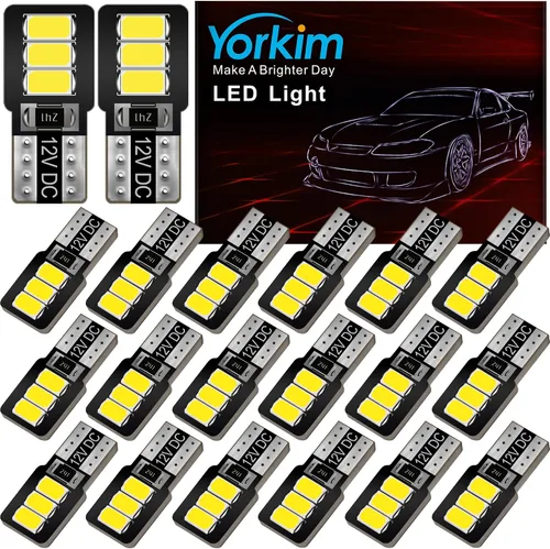 Miniatura 8 de Bulbo de luz LED 194 Yorkim 6ª generación, luces de 12V para foco LED 168, 2825, T10 5-SMD, focos de repuestos y reverso blancos, utilizado