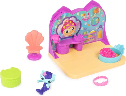 Miniatura 5 de La casa de muñecas de Gabby, set de juego de la sala de spa de MerCat, con figura de juguete de MerCat, juguetes sorpresa y muebles de la casa