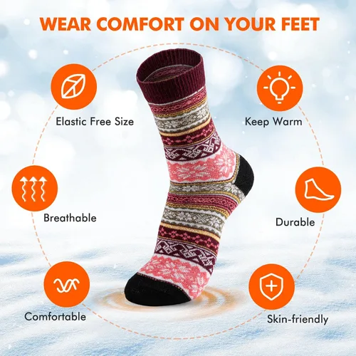 Miniatura 5 de Nimalpal 5 pares de calcetines de lana Calcetines de lana para mujeres y hombres, calcetines de botas suaves calcetines de invierno para senderismo