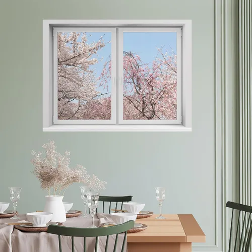 Miniatura 9 de SIGNWIN Adhesivo de pared removible/mural de pared para ventana, vegetación exuberante y árboles iluminados por el sol, fotografía, realismo