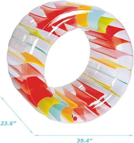Miniatura 3 de MorTime Flotador de rodillo inflable, rueda de agua colorida de 40 pulgadas, juguete de rodillo de piscina para niños y adultos al aire libre