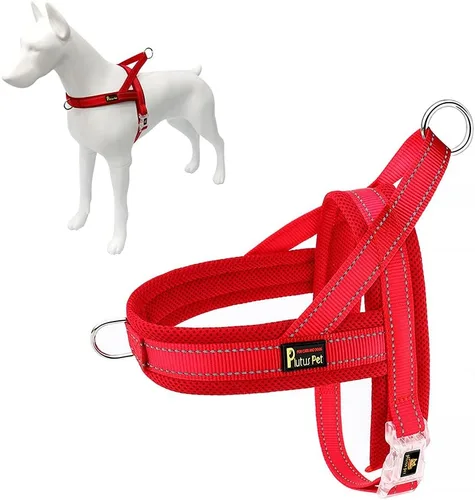 Miniatura 10 de Arnés para perro sin tirón de Plutus Pet con malla transpirable acolchada, ajustable, reflectante, a prueba de fugas, arnés para perros