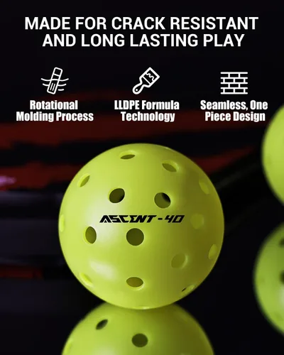 Miniatura 5 de Warping Point Outdoor Pickleball Balls USAPA Approved 4 Pack, 12 Pack 40 Holes Competition Pickle Balls for Tournament Play Crack Resistant