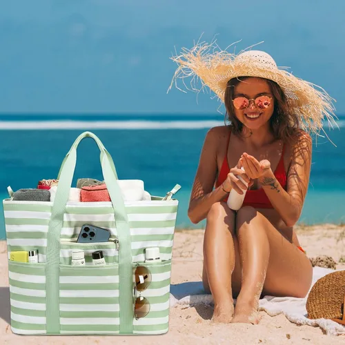 Miniatura 2 de LEDAOU Bolsa grande de playa para mujer, impermeable, a prueba de arena, con cremallera, bolsa de viaje para gimnasio