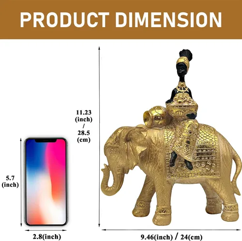 Miniatura 2 de Estatua de elefante de la suerte para decoración del hogar, juego de escultura de elefante africano de 11 pulgadas, figura decorativa para sala