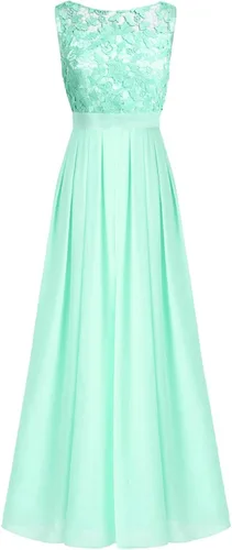 Miniatura 4 de Hularka Vestido largo de gasa de encaje floral para mujer