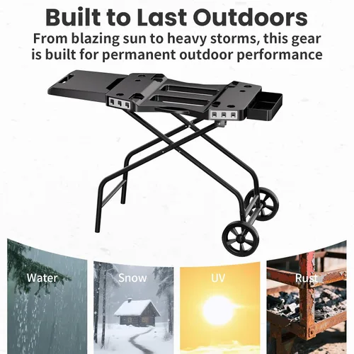 Miniatura 4 de GRISUN Carrito plegable para parrilla Ninja OG700–OG750 y Blackstone de 22 pulgadas Soporte portátil para barbacoa con ruedas, mesa auxiliar