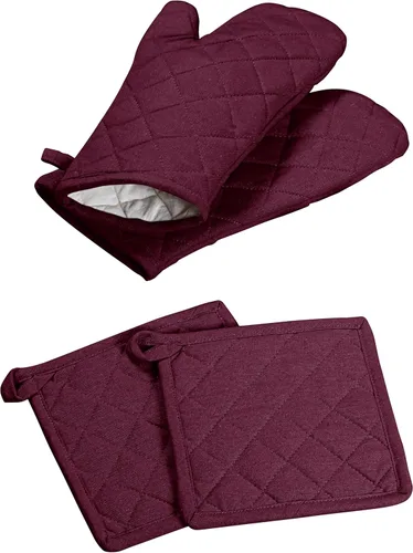 Miniatura 13 de Oven Mitt (7"x13") & Pot Holder (8"x8") 100% Cotton Set of Heat Resistant Oven Gloves & Hot Pads for Gifts, BBQ, Cooking, Baking, Thanksgiving