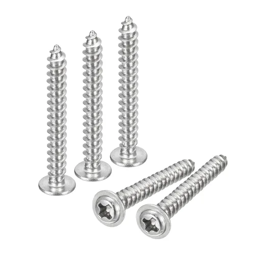 Miniatura 8 de uxcell ST3x6mm Phillips Pan Head Tornillo Autorroscante con Arandela, 100 piezas - Tornillo de madera de acero inoxidable 304 rosca completa (plata)