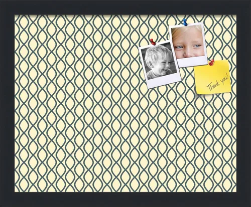 Miniatura 43 de PinPix Tablero de anuncios de corcho de 13 x 13 pulgadas. Este tablero decorativo enmarcado viene con diseño de ondas en blanco y negro y un marco